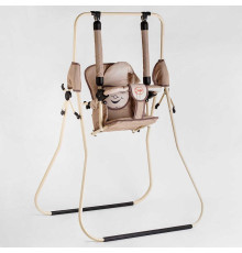 гр Гойдалка підлогова "Алінка" 24938 (1) бежевий каркас, капучино матерія, бежевий гномик, в пакеті