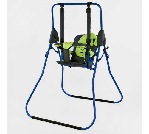 гр Гойдалка підлогова "Алінка" 205317 (1) синій каркас, темно-синя матерія, салатовий гномик – в наличии! Купите сейчас у KAZKOVA