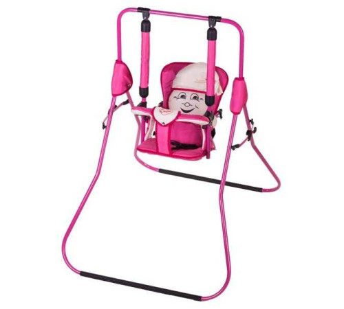 гр Гойдалка підлогова "Алінка" 4730 (1) малиновий каркас, малинова матерія, бежевий гномик