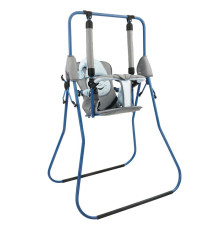 гр Гойдалка підлогова "Алінка" 4914 (1) синій каркас, сіра матерія, блакитний гномик