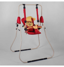 гр Гойдалки підлогова "Алінка" 5362 (1) білий каркас, червона матерія, бежевий гномик