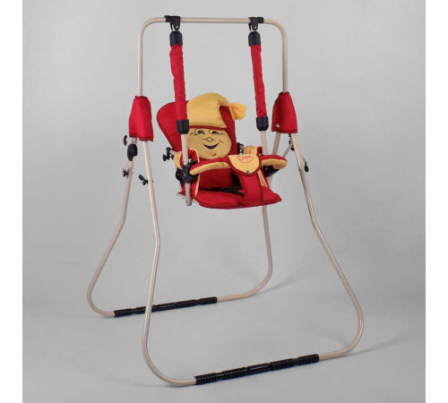 гр Гойдалки підлогова "Алінка" 5362 (1) білий каркас, червона матерія, бежевий гномик – в наличии! Купите сейчас у KAZKOVA