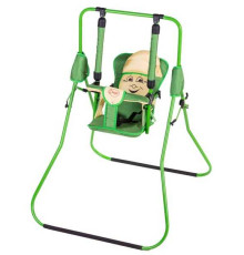 гр Гойдалка підлогова "Алінка" 4839 (1) зелений каркас, зелена матерія, жовтий гномик