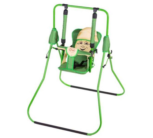 гр Гойдалка підлогова "Алінка" 4839 (1) зелений каркас, зелена матерія, жовтий гномик – в наличии! Купите сейчас у KAZKOVA