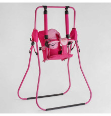 гр Гойдалка підлогова "Алінка" 25423 (1) малиновий каркас, малинова матерія, рожевий гномик, в пакеті