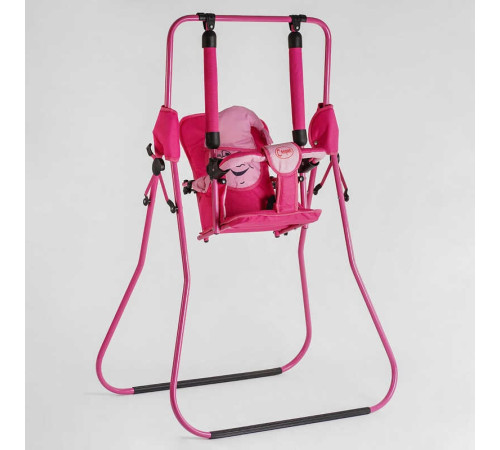 гр Гойдалка підлогова "Алінка" 25423 (1) малиновий каркас, малинова матерія, рожевий гномик, в пакеті