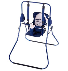 гр Гойдалка підлогова "Алінка" 4815 (1) синій каркас, темно-синя матерія, бежевий гномик