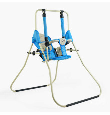 гр Гойдалка підлогова "Алінка" 209155 (1) синій каркас, бежева матерія, бежевий гномик, в пакеті