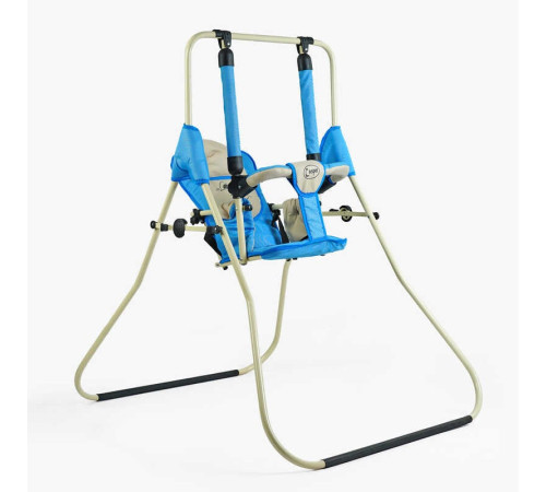 гр Гойдалка підлогова "Алінка" 209155 (1) синій каркас, бежева матерія, бежевий гномик, в пакеті