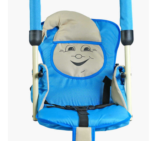 гр Гойдалка підлогова "Алінка" 209155 (1) синій каркас, бежева матерія, бежевий гномик, в пакеті