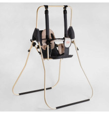 гр Гойдалка підлогова "Алінка" 7861 (1) бежевий каркас, темно-сіра матерія, бежевий гномик