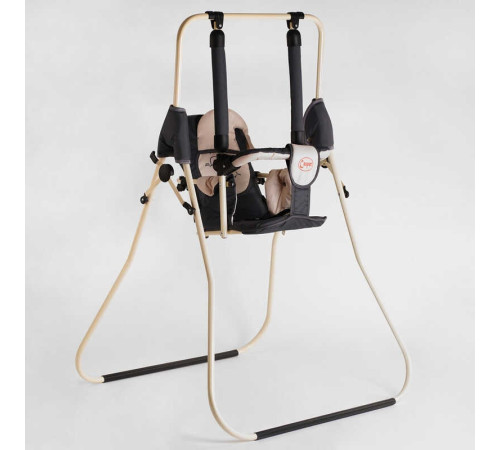 гр Гойдалка підлогова "Алінка" 7861 (1) бежевий каркас, темно-сіра матерія, бежевий гномик – в наличии! Купите сейчас у KAZKOVA