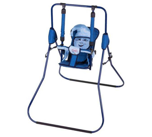 гр Гойдалка підлогова "Алінка" 24884 (1) темно-синій каркас, темно-синя матерія, блакитний гномик – в наличии! Купите сейчас у KAZKOVA