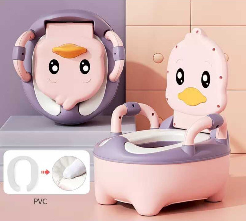 гр Горщик дитячий ВМ-23510 Bimbo (1) колір РОЖЕВИЙ, знімний лоток, кришка, антиковзкі накладки на ніжках – в наличии! Купите сейчас у KAZKOVA