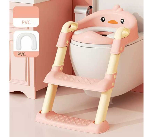 гр Cидіння для унітазу дитяче ВМ-31500 Bimbo (1) колір РОЖЕВИЙ, зі сходами та ручками, в коробці