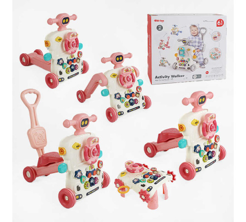 Ходунки 6038 (5) каталка, підсвічування, звук, мелодії, пискавка, пальчикові ігри, сортування за формами, в коробці