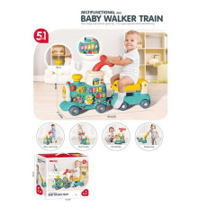 Ходунки-каталка 6064 (6) піаніно, звук, підсвітка, толокар, годинник, сортер, рухомі елементи, парогенератор, звук потяга, на батарейках, в коробці