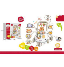 Каталка-ходунки 368-28 (16) піаніно, бізіборд, регулювання гучності, звуки, музика, пальчикові ігри, 4 м'ячики та сітка, сортер, наліпки, від батарейок, рухомі елементи, пальчиковий лабіринт, в коробці