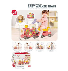 Ходунки-каталка 6065 (6) піаніно, звук, толокар, підсвітка, годинник, сортер, рухомі елементи, парогенератор, звук потяга, на батарейках, в коробці