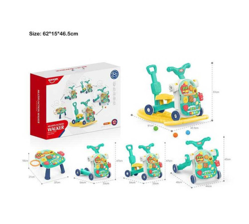 Каталка-ходунки HE 0812 (4) 5 в 1, підсвічування, музична панель, пальчикові ігри, піаніно, сортер, наліпки, в коробці