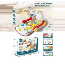 Ходунки 978 (16) 2 в 1, килимок, піаніно, ноти, звуки тварин, мелодії, підсвічування, 4 підвіски, брязкальця, в коробці