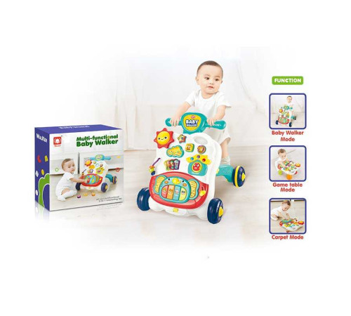 Ходунки-каталка 839 (6) 3в1, знімне піаніно, стіл, музика, ноти, звуки тварин, підсвічування, пальчикові ігри, сортер, тріскачка, наліпки, в коробці – в наличии! Купите сейчас у KAZKOVA