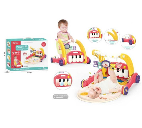 Ходунки 6014 (12)2в1, килимок, брязкальця-підвіски, піаніно, мелодії, пальчикові лабіринти, в коробці