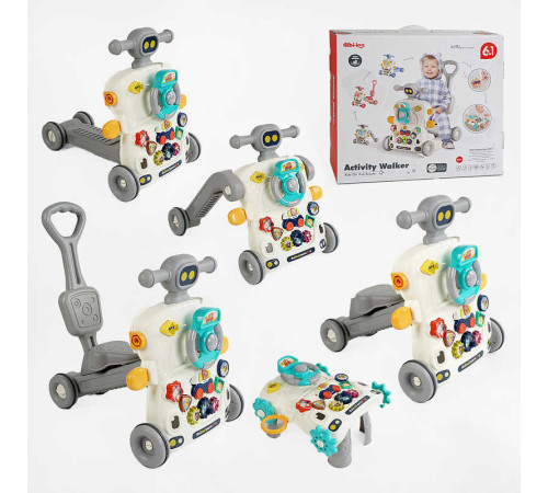 Ходунки 6036 (5) каталка, підсвічування, звук, мелодії, пискавка, пальчикові ігри, сортування за формами, в коробці