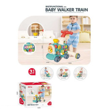 Ходунки-каталка 6062 (8) піаніно, звук, підсвітка, годинник, сортер, рухомі елементи, парогенератор, звук потяга, на батарейках, в коробці