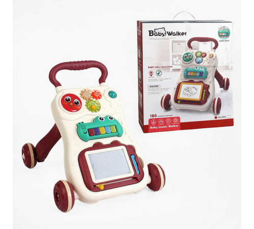 Ходунки 955 (12) звук, піаніно, шестерні, дощечка для малювання, в коробці