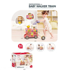 Ходунки-каталка 6063 (8) піаніно, звук, підсвітка, годинник, сортер, рухомі елементи, парогенератор, звук потяга, на батарейках, в коробці