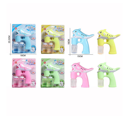 Пістолет з мильними бульбашками 568-1 (72/2) 4 види, підсвічування, музика, пляшечки з мильним розчином, в коробці, ВИДАЄТЬСЯ ТІЛЬКИ МІКС ВИДІВ
