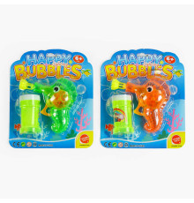 Пістолет з мильними бульбашками 9910 A (216/2) 2 кольори, механічний, прозорий корпус, пляшечка із мильною рідиною, на листі