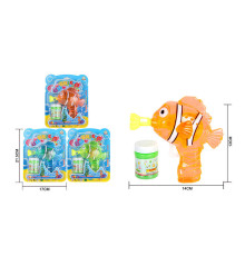 Пістолет з мильними бульбашками 81-14 (120/2) 3 кольори, “Рибка”, механічний принцип роботи, пляшка з мильним розчином, на листі, ВИДАЄТЬСЯ ТІЛЬКИ МІКС ВИДІВ