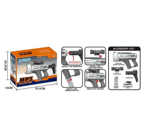 Автомат з мильними бульбашками KB 1313 (18) підсвічування, автоматичний принцип, довжина 43см, 57 отворів, пляшечка з мильним розчином, в коробці Автомат з мильними бульбашками KB 1313 (18) підсвічування, автоматичний принцип, довжина 43см, 57 отворів, пляшечка з мильним розчином, в коробці