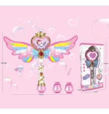 Установка з мильними бульбашками 9900 (48/2) музика, на батарейках, крила, підсвічування, 2 пляшечки з мильним розчином, автоматичний принцип, в коробці