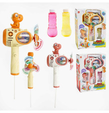 Пістолет з мильними бульбашками WX 535 (48) 2 кольори, світло, мелодія, автоматичний, вітрячок, пляшечка з мильним розчином, в коробці