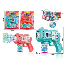 Пістолет з мильними бульбашками 813 A (60/2) 2 кольори, автоматичний принцип роботи, пляшка мильного розчину, підсвічування, на батарейках, на листі