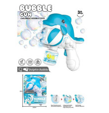 Пістолет з мильними бульбашками 2233 (50) “Дельфін”, автоматичний принцип роботи, на батарейках, підсвічування, мильний розчин, на листі