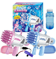 Пістолет з мильними бульбашками 49076 (60) "WToys", 2 види, акум. 3,7 V, підсвічування, 32 отвори, мильний розчин, в коробці