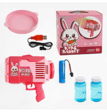 Пістолет з мильними бульбашками KB 1284 (24) підсвічування, 73 отвори, акум. 3.7V, 2 пляшечки з мильним розчином, посудина, в коробці