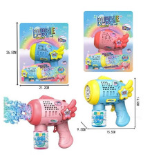 Пістолет з мильними бульбашками 815 A (48/2) 2 кольори, автоматичний принцип, пляшка мильного розчину, підсвічування, на батарейках, на листі