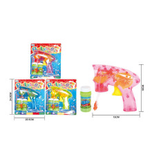 Пістолет з мильними бульбашками 609-2 (72/2) 3 кольори, підсвічування, механічний принцип роботи, 2 пляшки з мильним розчином, на листі, ВИДАЄТЬСЯ ТІЛЬКИ МІКС ВИДІВ