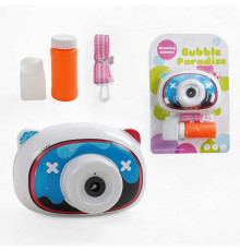 Камера з мильними бульбашками 3939-91 A (96/2) на батарейках, підсвічування, звукові ефекти, пляшечка з рідиною для бульбашок, ремінець з карабіном, на листі