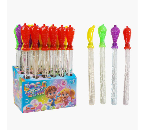 Мильні бульбашки LK 76812 (6) "WToys", ЦІНА ЗА 24 ШТУКИ В БЛОЦІ, "Фрукти", висота 36см, в коробці