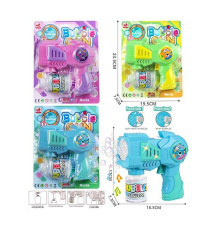 Пістолет з мильними бульбашками 889-77 C (72/2) 3 кольори, звуки, 2 режими, автоматичний принцип, пляшка мильного розчину, підсвічування, на батарейках, на листі, ВИДАЄТЬСЯ ТІЛЬКИ МІКС ВИДІВ