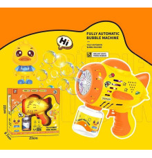 Пістолет з мильними бульбашками 2023-43 A (48) підсвічування, наліпки, пляшечка з бульбашками, від батарейок, в коробці