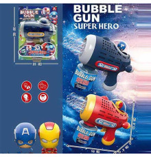 Пістолет з мильними бульбашками YD 707 A (72/2) 2 види, підсвічування, мелодія, автоматичний, пляшечка з мильним розчином, фігурка героя, в коробці