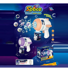 Пістолет з мильними бульбашками 837 (60) 2 кольори, на батарейках, автоматичний принцип роботи, підсвітка, мильний розчин, наліпки, в коробці