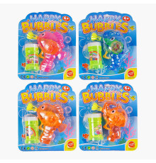 Пістолет з мильними бульбашками 9906 A (216/2) 4 види, механічний, прозорий корпус, пляшечка із мильною рідиною, на листі, ВИДАЄТЬСЯ ТІЛЬКИ МІКС ВИДІВ